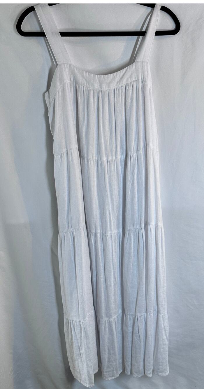 Rails Amaya White Linen Blend Tiered Maxi Dress Small Cottagecore Vibes